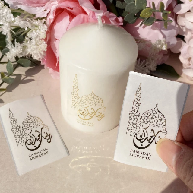 30 Personalized Rmadan Mubarak Candle stickers DIY DecorationsGold Arabic  labels Eid Mubárak sticker