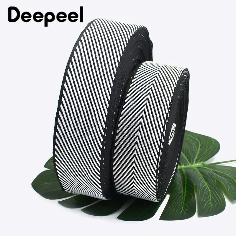 20Meters Deepeel 10 38mm Polyester Jacquard bing Tapes Black White