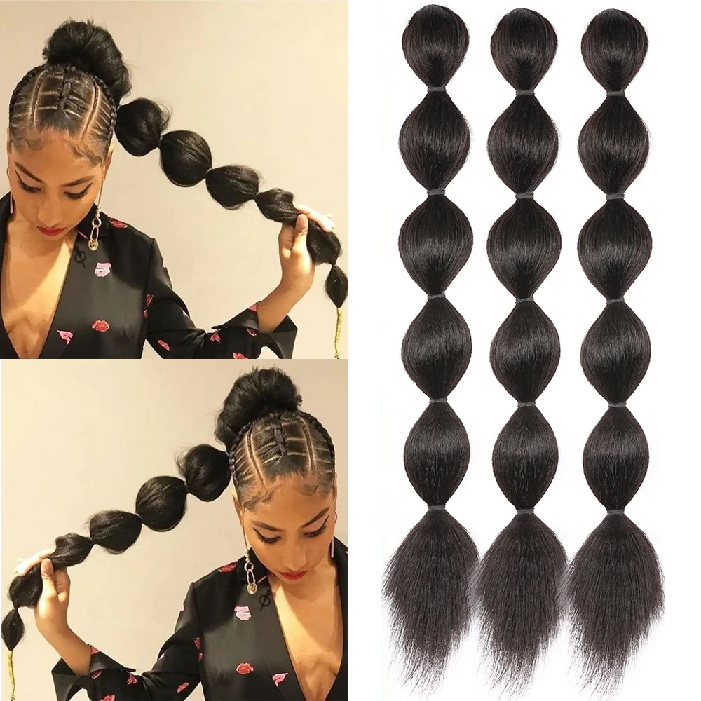 

New 55cm Festival Ponytail Extensions Gorgeous Lantern Bubble Ponytail Braided Ponytail For Black Women Party Daily Hair Burst