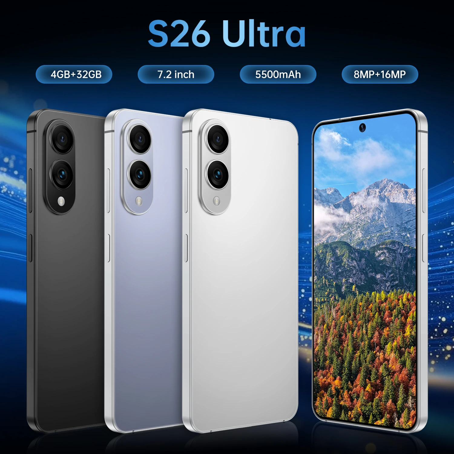 [World First] IVMI S26 Ultra Smartphone 4GB+32GB ROM 7.2-inch HD+Screen Android12.0 8+16MP 5500mAh Mobile Phones