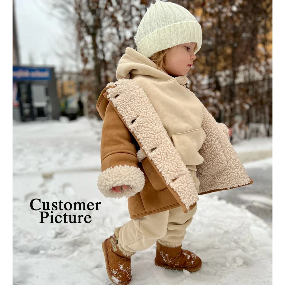 2025 Children Kids Fleece Winter Outfits Solid Cotton Hooded Sweatshirt + Pants Toddler Infant Suit Boy Girl Casual Warm Clothes kids clothing set girls clothing set kids sweatshirt set boys clothing set