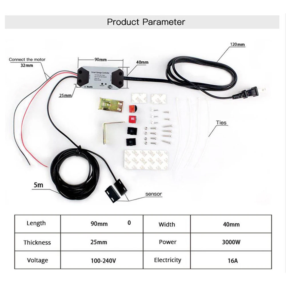 Tuya WiFi Switch Garage Controller For Garage Door Opener Switch App Remote Control LifeTuya APP Controller