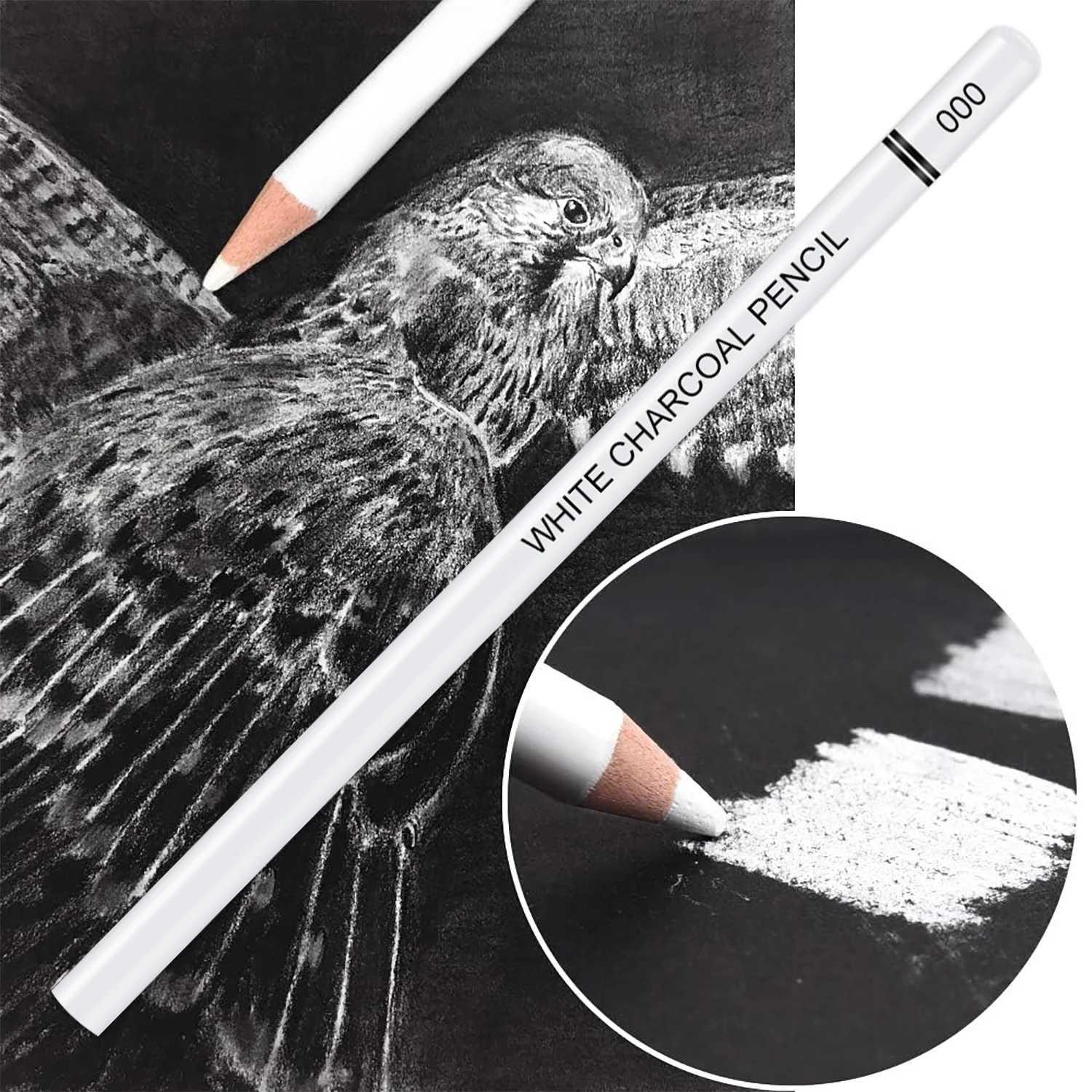 6-29개입 화이트 스케치 숯 연필 - 전문가용 스케치 하이라이트 화이트 숯 목재 연필 (아티스트 드로잉, 스케칭, 블렌딩용)
