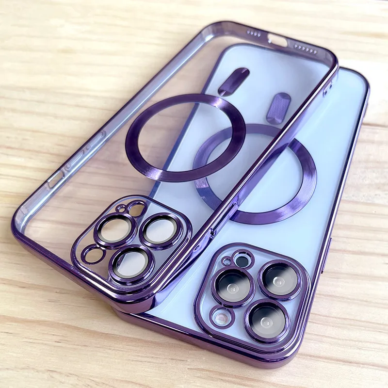 Deep Purple Magnetic Shockproof Transparent Silicone Phone Case