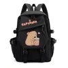 Anime Backpack for School Kids Girls Boys Leisure Simple Pink Schoolbag Anime Cute Capybara Loves Bubble Tea Travel Backpack Bag 4