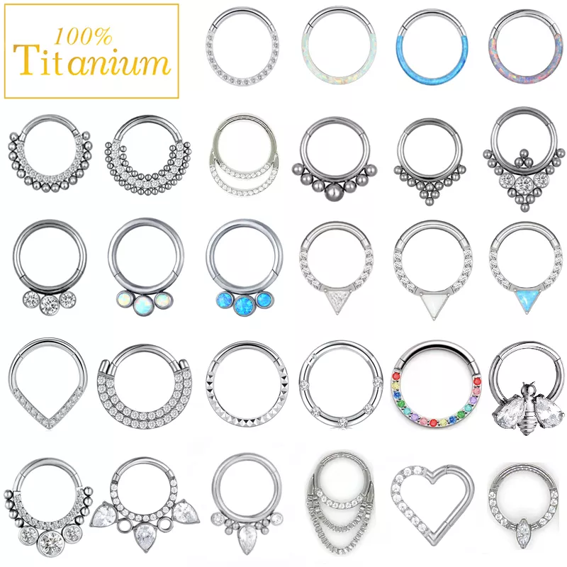 

F136 Titanium Piercing Jewelry Set Septum Percing Nose Rings Zircon Hoop Earrings For Women Cartilage Helix Daith Tragus Clicker