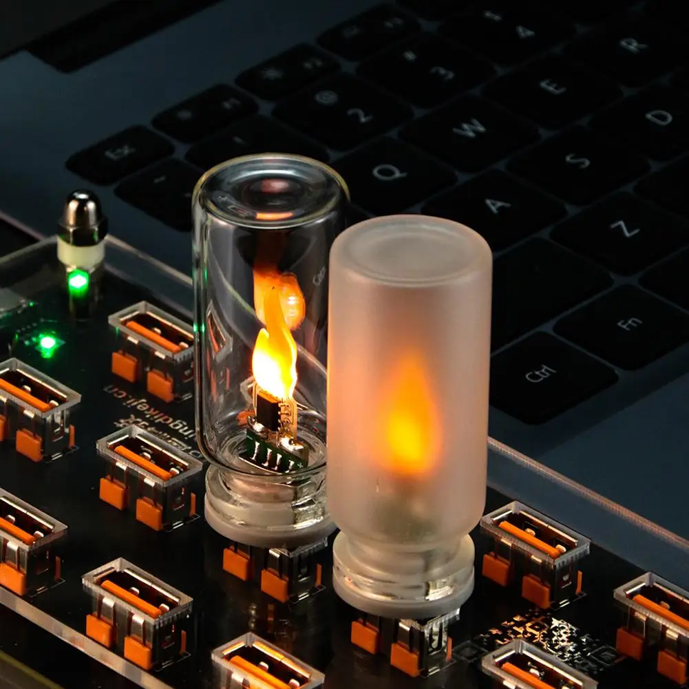 레트로 USB LED 필라멘트 무드등, 옐로우 웜톤 전구, 불꽃 분위기 조명, 가정 장식 및 비상 조명용