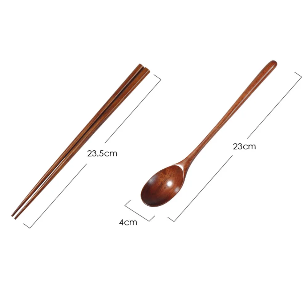 Teak Wooden Spoons and Chopsticks Set Non-Stick Spoons Soup-Teaspoon for Kitchen Cooking Utensil Tools