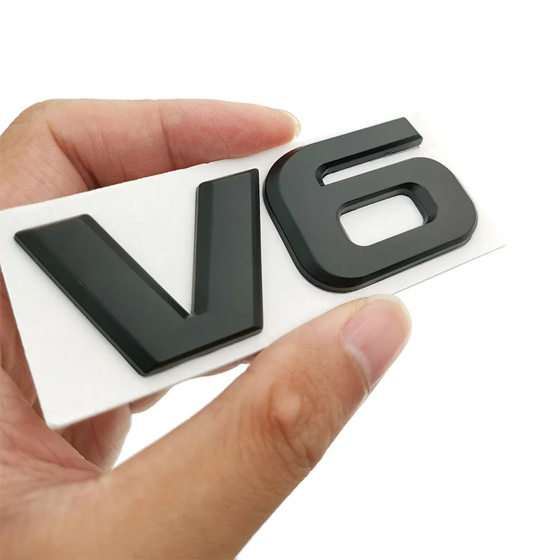 3D Chrom Metall V6 Motor Auto Aufkleber Emblem Logo Schriftzug 3M Kle