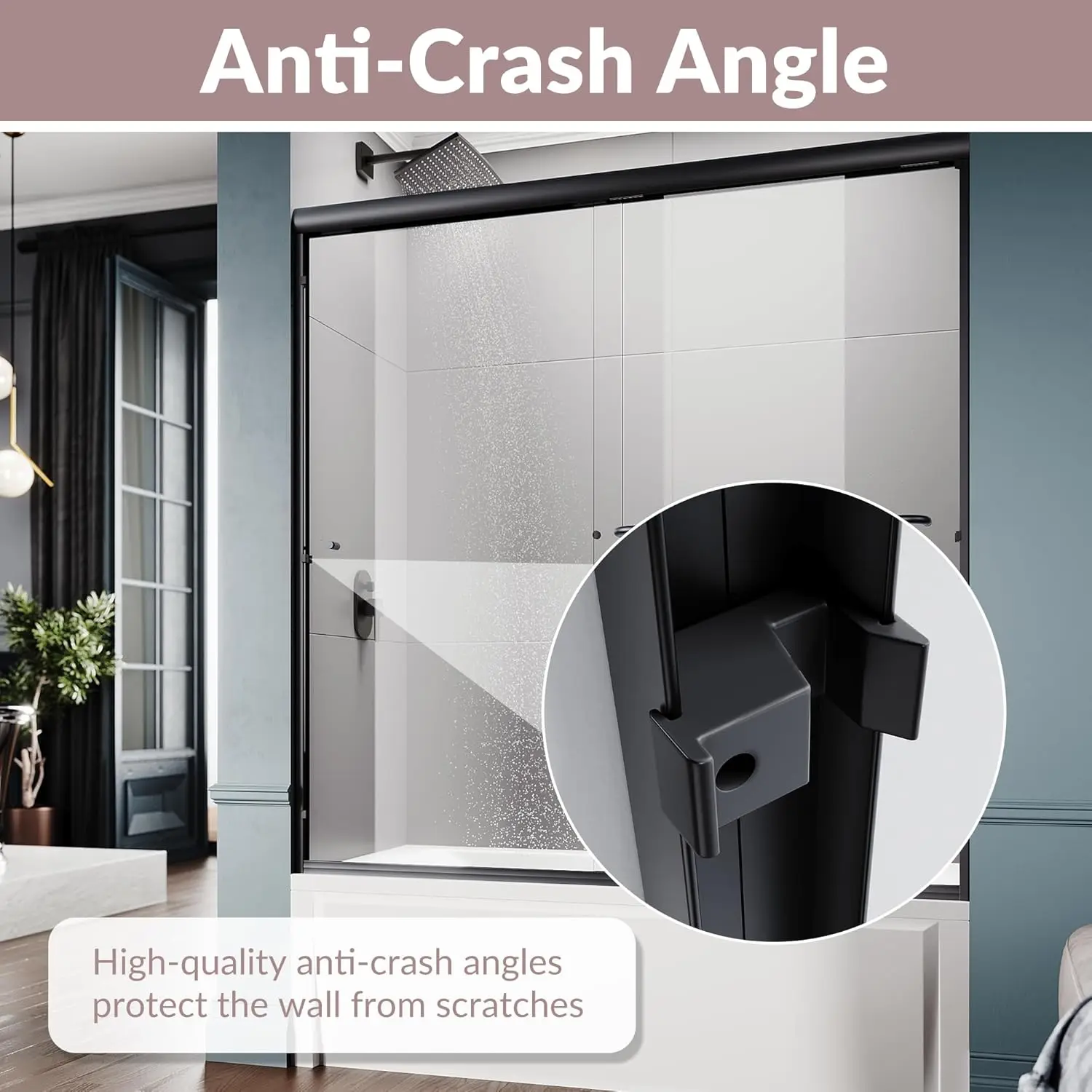 Double Sliding Bathtub Shower Door 60" W x 62" H, Adjustable Framed Bathtub Door with 1/4" Tempered Glass,Black Finish 4