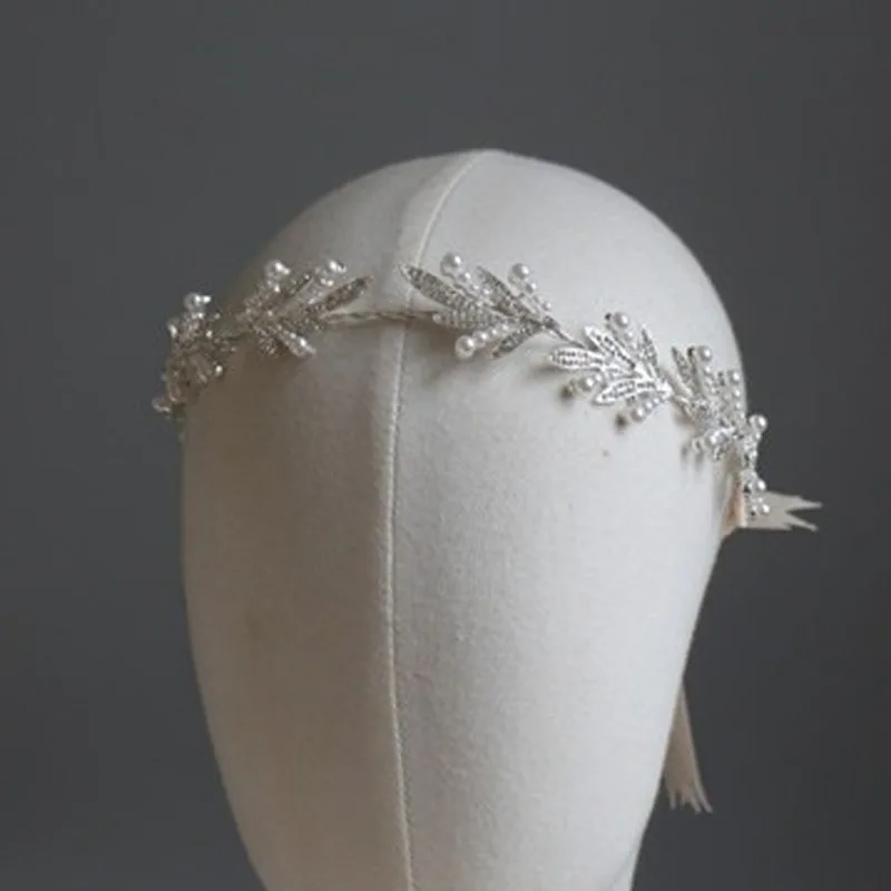 Perle Strass weiße Blume Stirnband Frauen Hochzeit Haarschmuck für Frauen Braut Tiara Stirnband Haarschmuck Haarband