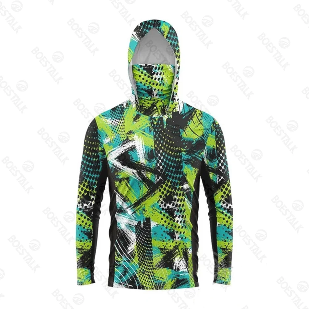 Fishing Shirts Ocean fishing shirt summer sunscreen fishing suit long sleeve UV mask hooded suit Upf 50+