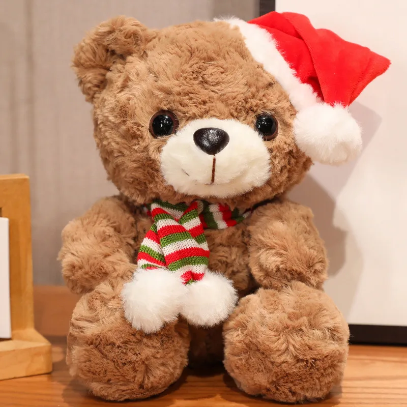 

Kawaii Christmas Bear Stuffed Animals Plushie Toys Fluffy Plush Cuddle Bears for Baby Kids Girls Hugging Bed Sofa Car Xmas Decor