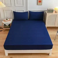 Solid Color Soft Polyester Fitted Sheet Elastic Band Bedsheet Mattress Cover Single Double Bed Set  120/150/160/180/200/220cm 4