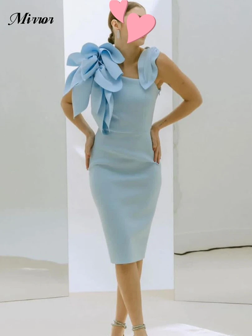 

Mirror Dress Elegant Vintage Sexy Sweet Blue Stylish Knee-Length Customize Formal Occasion Prom Dress Evening Party Gowns