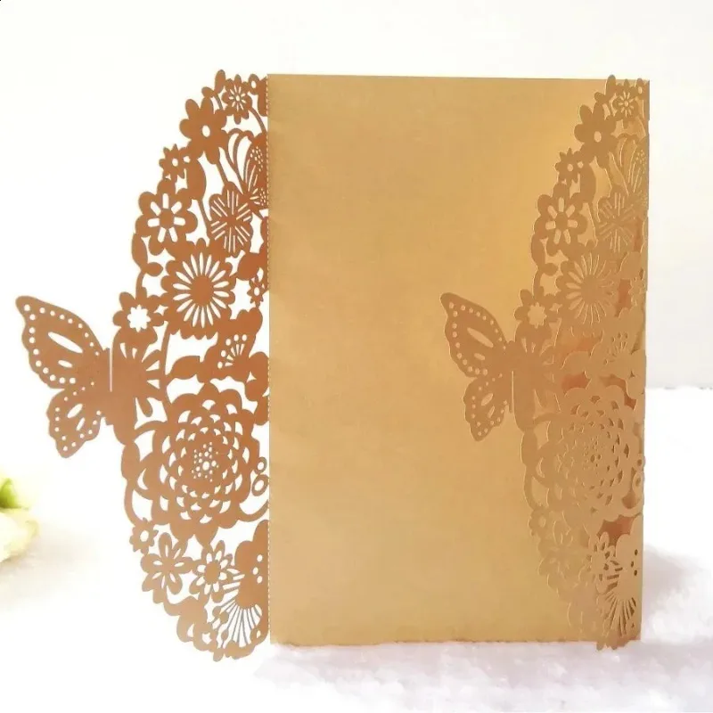 Elegant Butterfly Hollow Out Wedding Invitation Cards Perfect for Parties Celebrations Events and Greetings