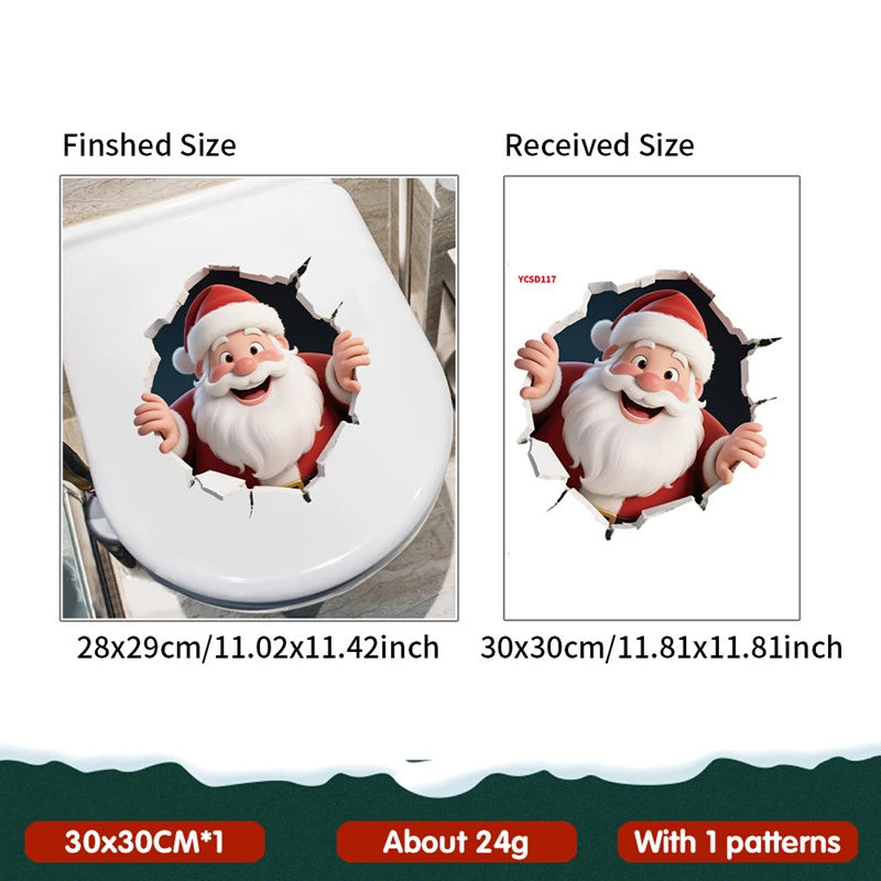Santa Claus Christmas Toilet Stickers Merry Christmas Party Decoration 2025 Xmas Bathroom Decor Navidad Natal New Year Gift 2026