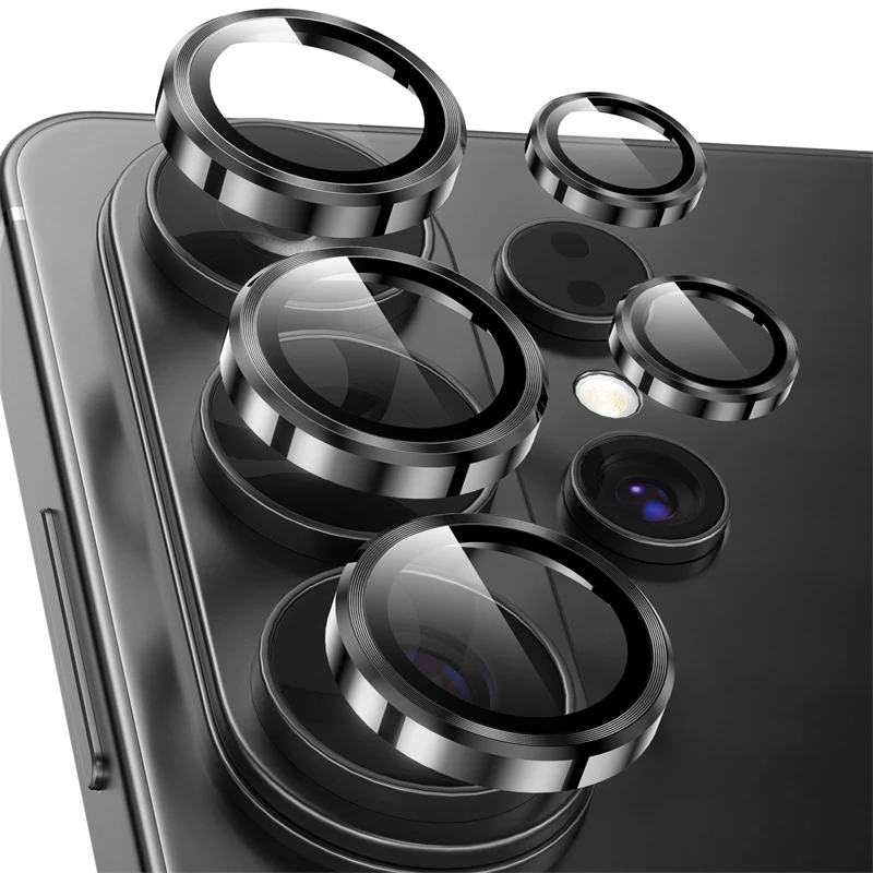 Premium Metal Lens Ring with Tempered Glass and Camera Protection Cover