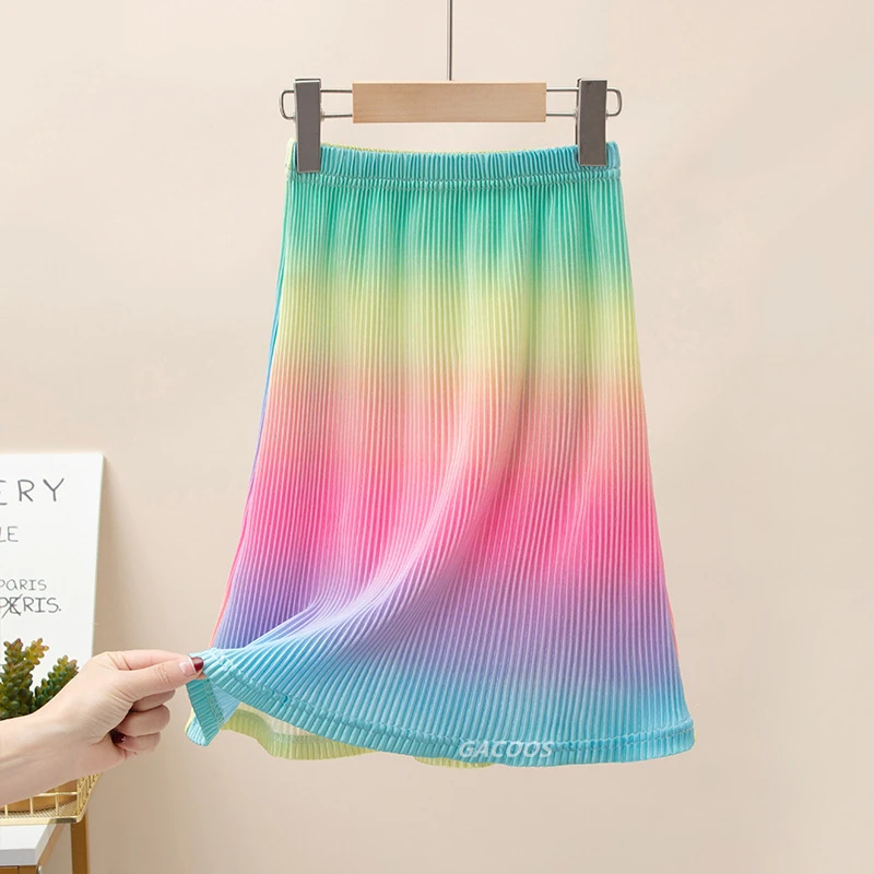 Korean Girls Suit Summer Children Skirt Rainbow 2 4 6 8 10 12Years children skirts
