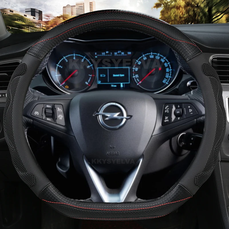 Luxury D-Shape Leather Car Steering Wheel Cover