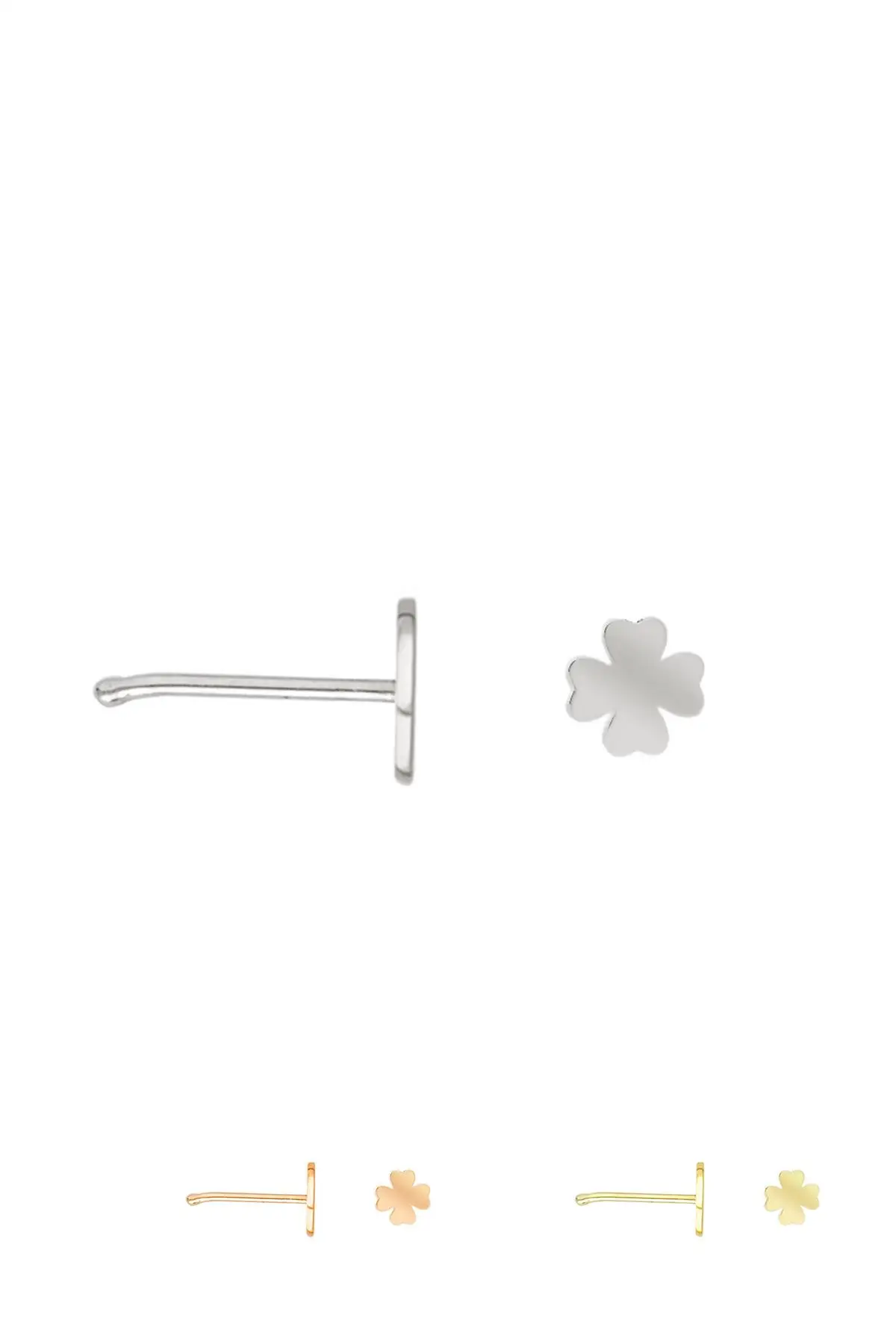 

Silver Bulk Clover 4 Leaf Speed Up Nose Piercing Nose Ring