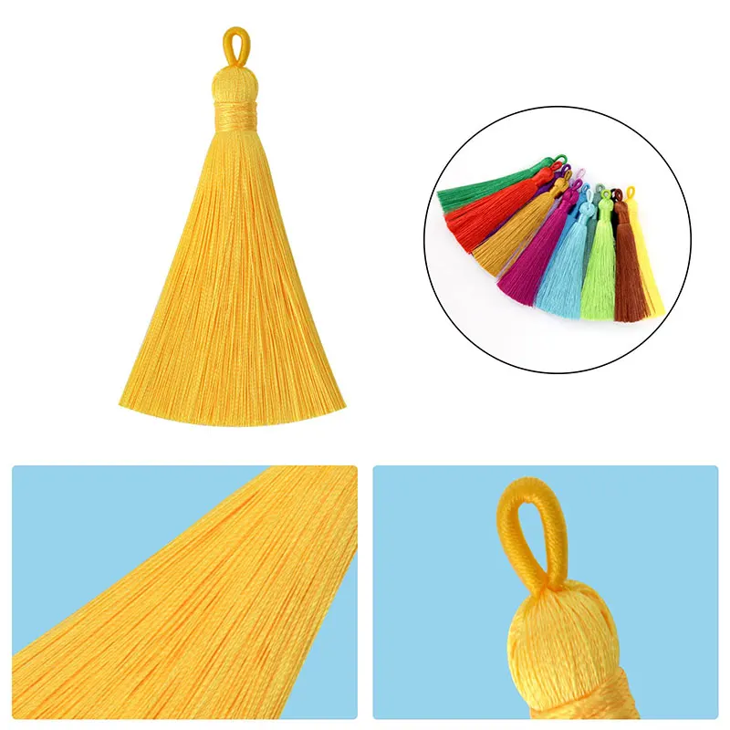 5/10Pcs 8cm 실크 태슬 수직 태슬, DIY DIY 공예 홈 재봉 커튼 액세서리용 걸이 루프 브러시 귀걸이 참 포함