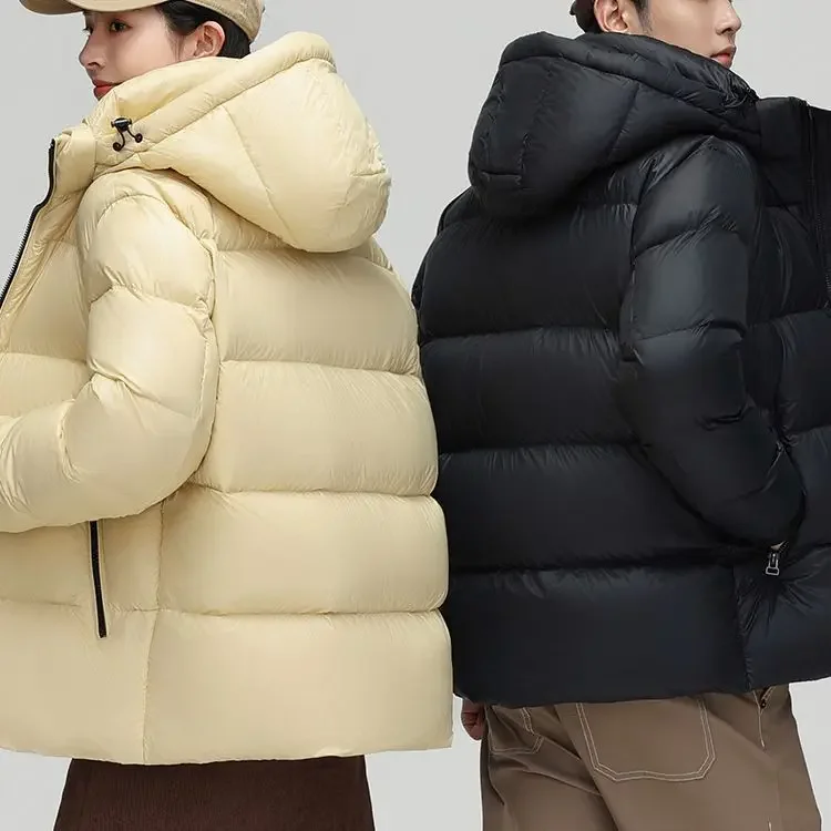 Unisex down jacket 2023 winter white duck down thickened warm trendy brand cold and windproof hooded couple jacket
