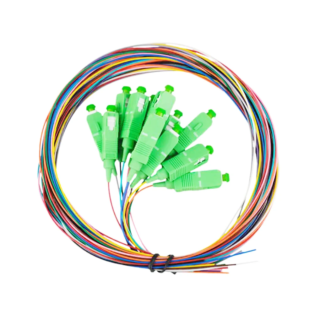 Fiber Optical Colorful Pigtail SC/APC 12 Colors 0.9mm Single Mode Fiber Pigtail 1.5M 12 Cores fiber optical pigtail