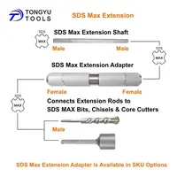 Adaptateur d'extension SDS Max, coupleur Max-Lock avec tige d'extension pour marteau perforateur, perçage à longue portée 2