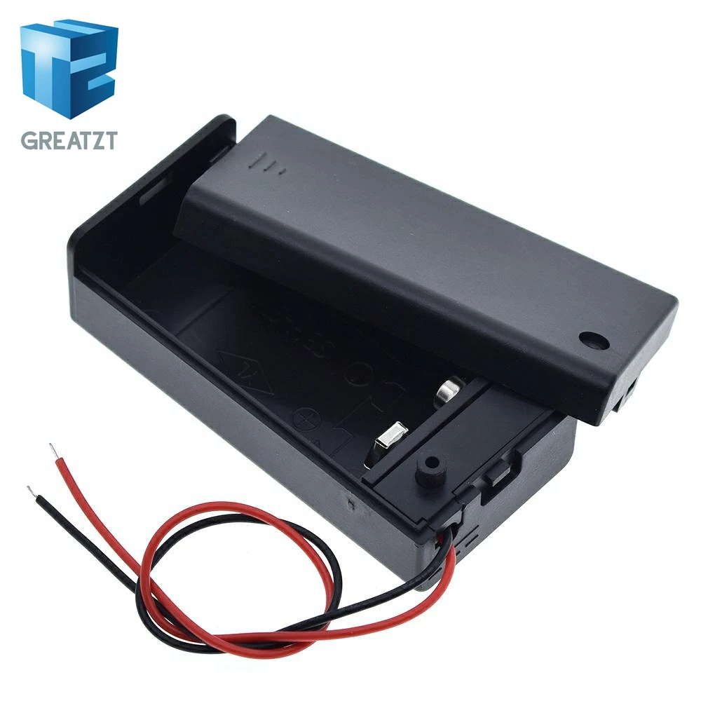 Enhanced 9V Battery Storage Case with On/Off Switch and Leads - Durable Plastic Box Holder