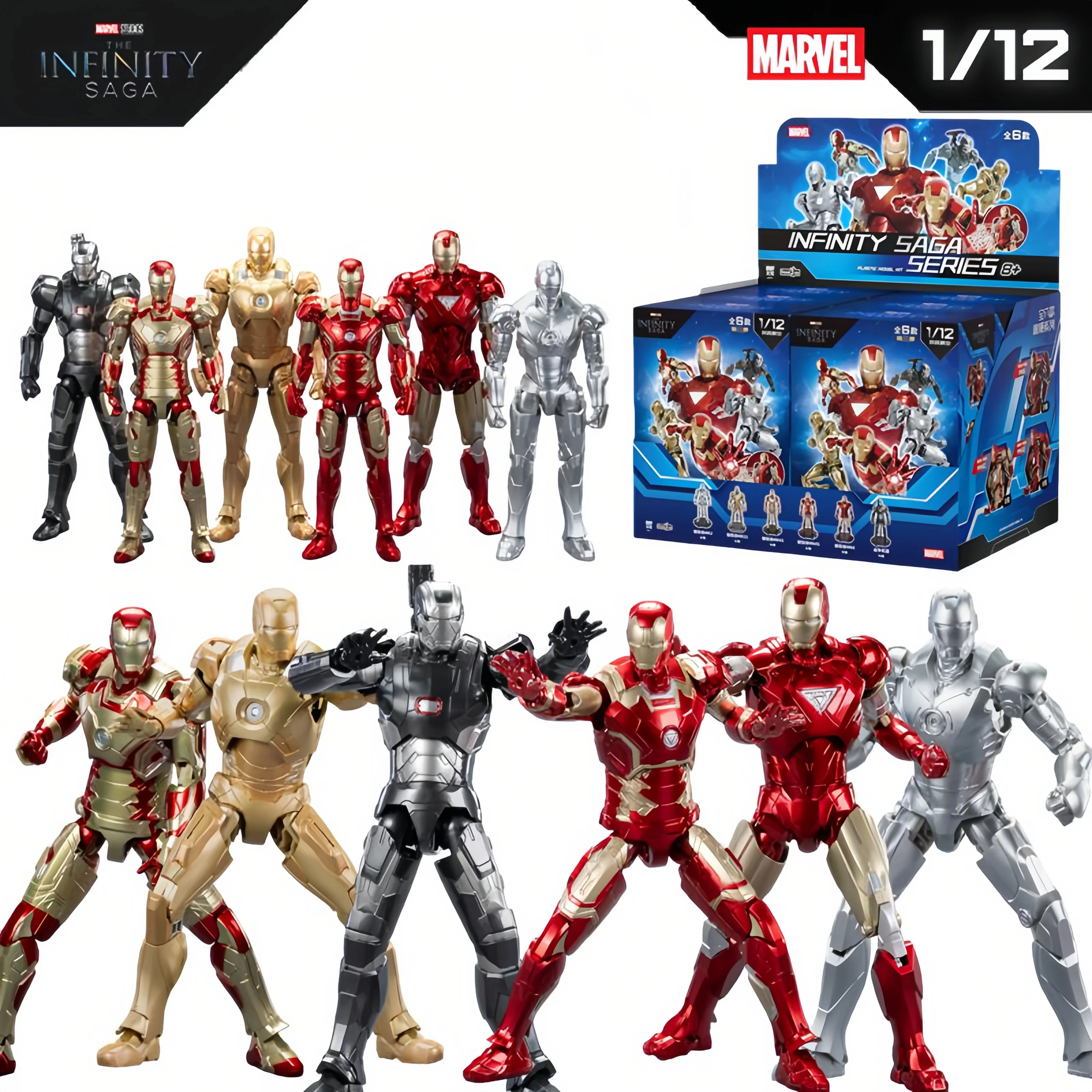 Fondjoy Original Marvel Iron Man Infinite Legends MK2, MK6, MK21, MK42, MK43, War Machine Actionfigur, Spielzeug, Geschenk