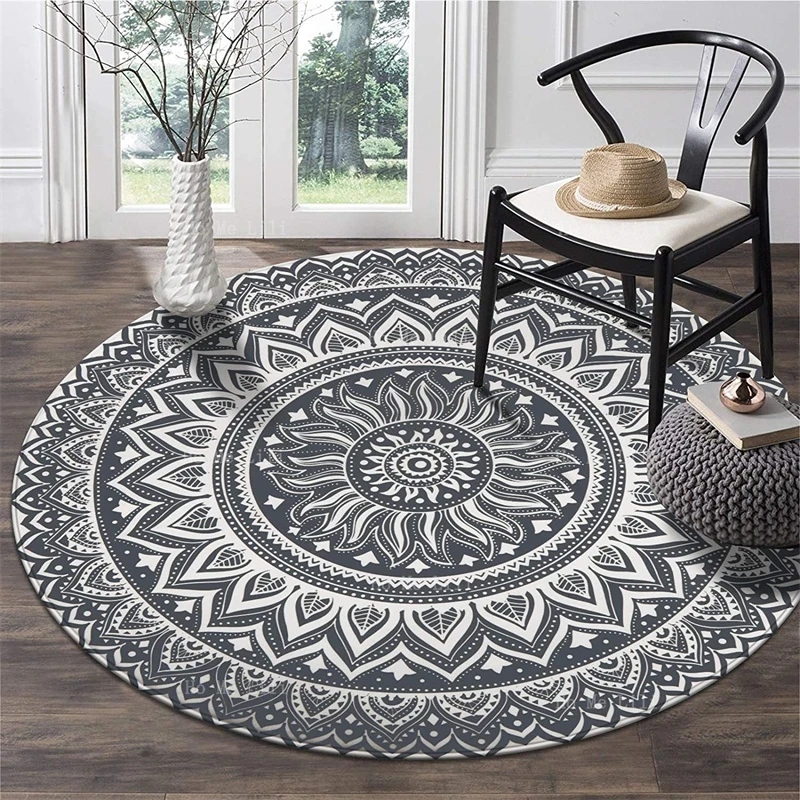 Linen Cotton Round Boho Carpet Rthnic Style Non-Slip Rugs Home Living Room  for Bedroom Floor Mat Bohemia Washable Rug - China Macrame Mat and Macrame  Seat Cushion price