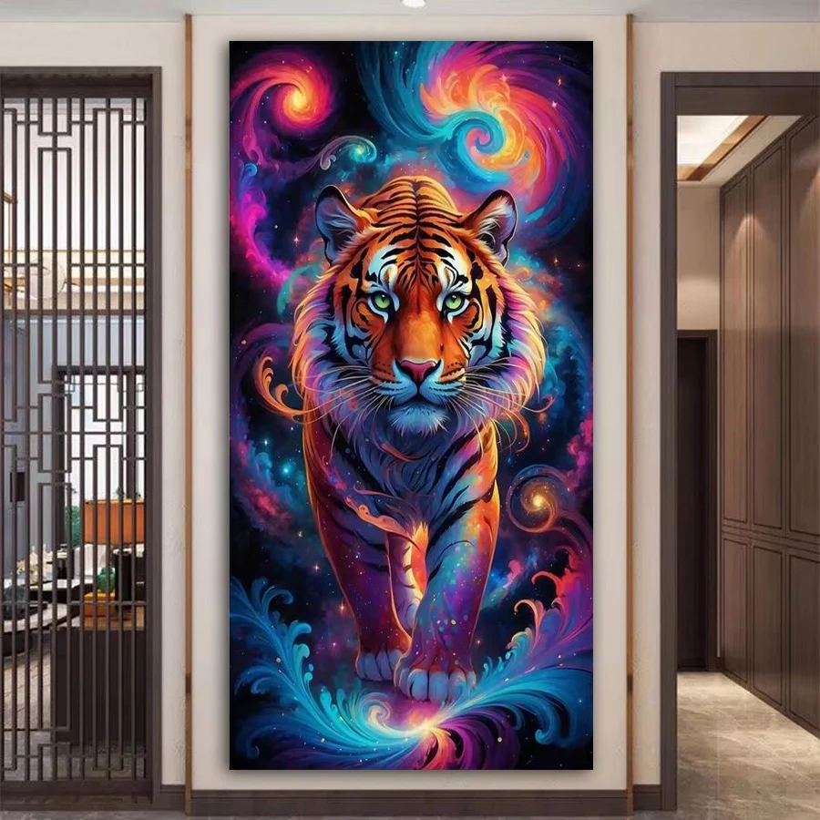 Large Size Diy Diamond Art Painting New Collection Wild Animals Tiger Full Drill Mosaic Embroidery Waterfall Picture Wall Decor