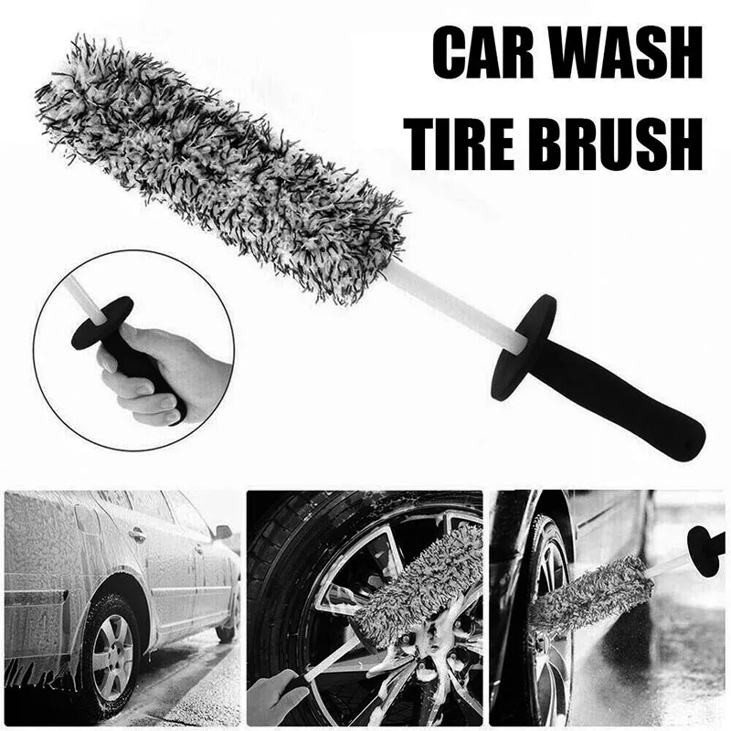 Car Wash Super Brush Microfiber Wheels Brush NonSlip soft Handle Easy