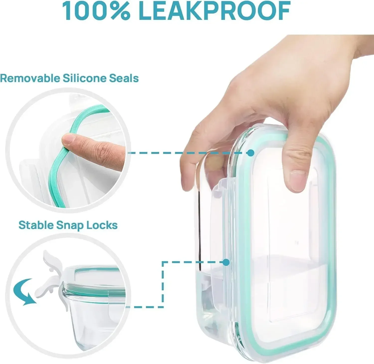 Premium Glass Lunch Bento Box for Adults - Microwave & Dishwasher Safe Food Storage Container with Lids for Office Meal Prep