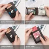 Genuine Leather Slim Money Clip for Men with AirTag Cover RFID Card Holder with ID Window Slim Short Male Billfold  Cash Holder 6