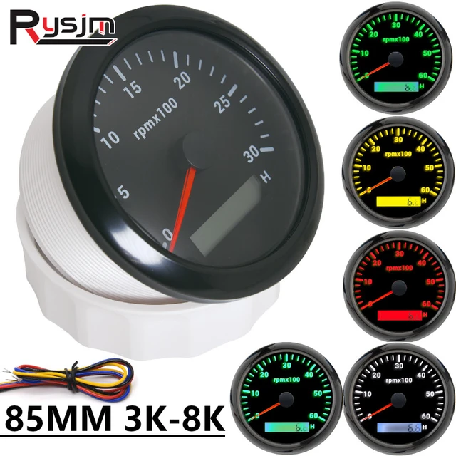 8K Boot Drehzahlmesser Marine Tacho Meter Gauge LCD Betriebsstundenzähler  12V/24V 8000 RPM 85mm Auto drehzahlmesser Toerenteller 12v Stunde Meter -  AliExpress