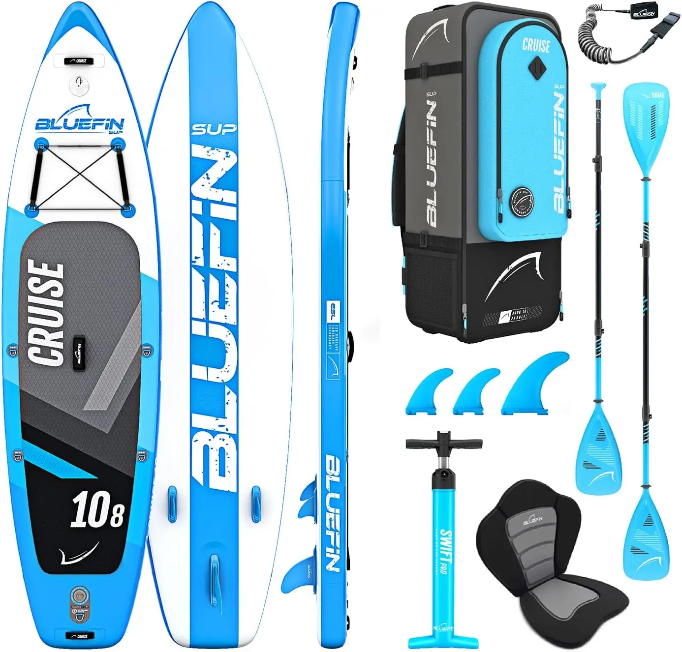 Cruise SUP Boards Premium Stand Up Inflatable Paddle Board Stable Design Non-Slip Design with Paddle &