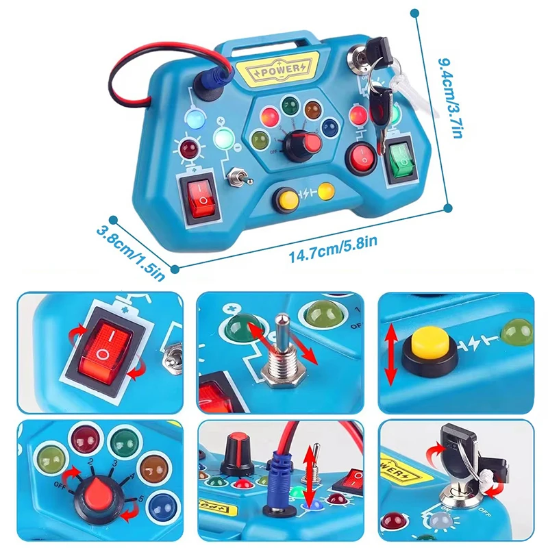 Toddler Busy Board With LED Lights – Montessori Sensory Toy With Light Switches For 1-4 Year Olds, Travel & Educational Gift