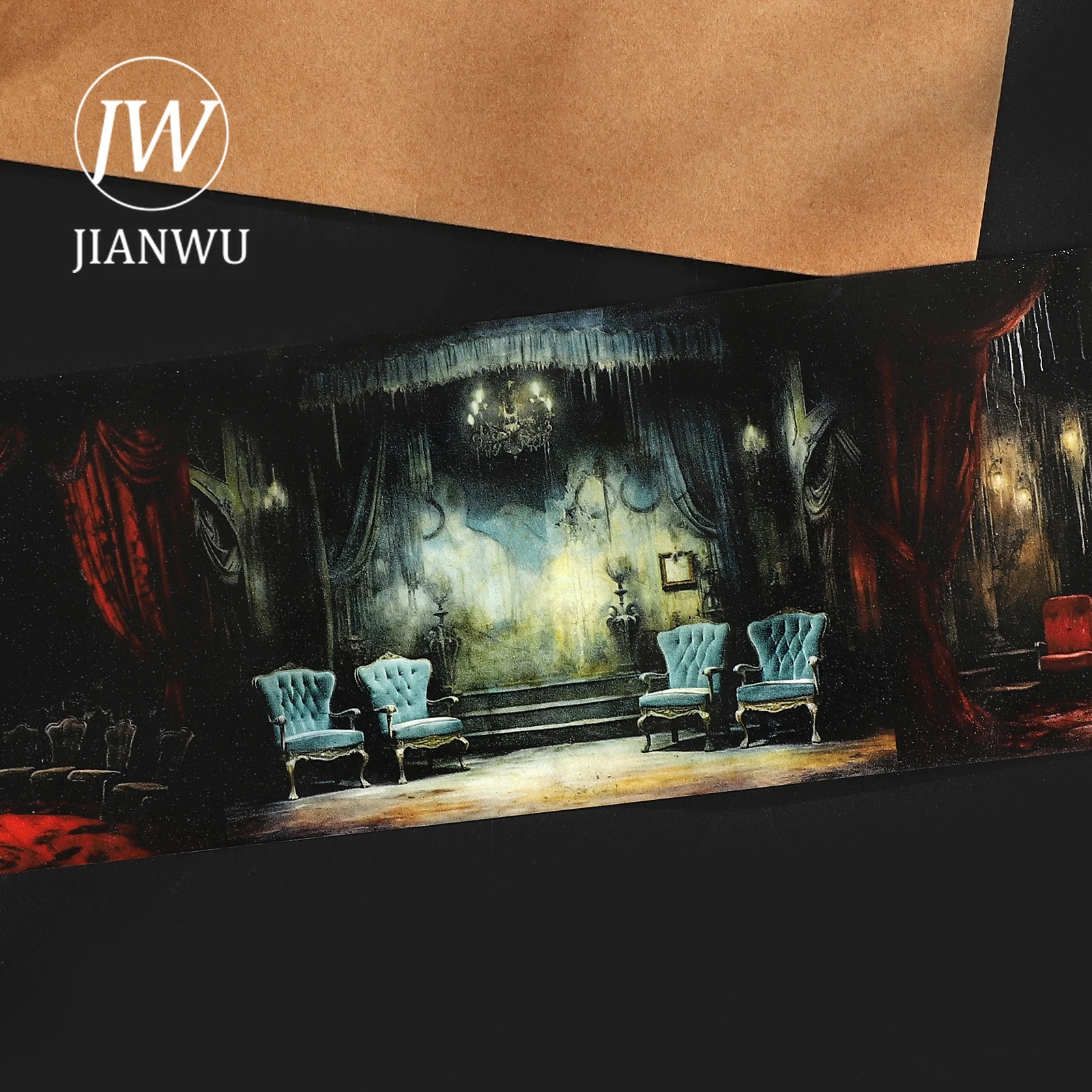 JIANWU 80mm * 204mm 빈티지 고딕 극장 풍경 소재 콜라주 스크랩북킹 와시 테이프 크리 에이 티브 DIY 저널 문구