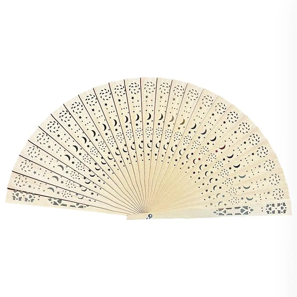 Description Picture 5 of item1PC Sunny Flower Imitation Sandalwood Fan Wedding Hand Fragrance Carved Bamboo Vintage Hollow Folding Fan Home Decoration