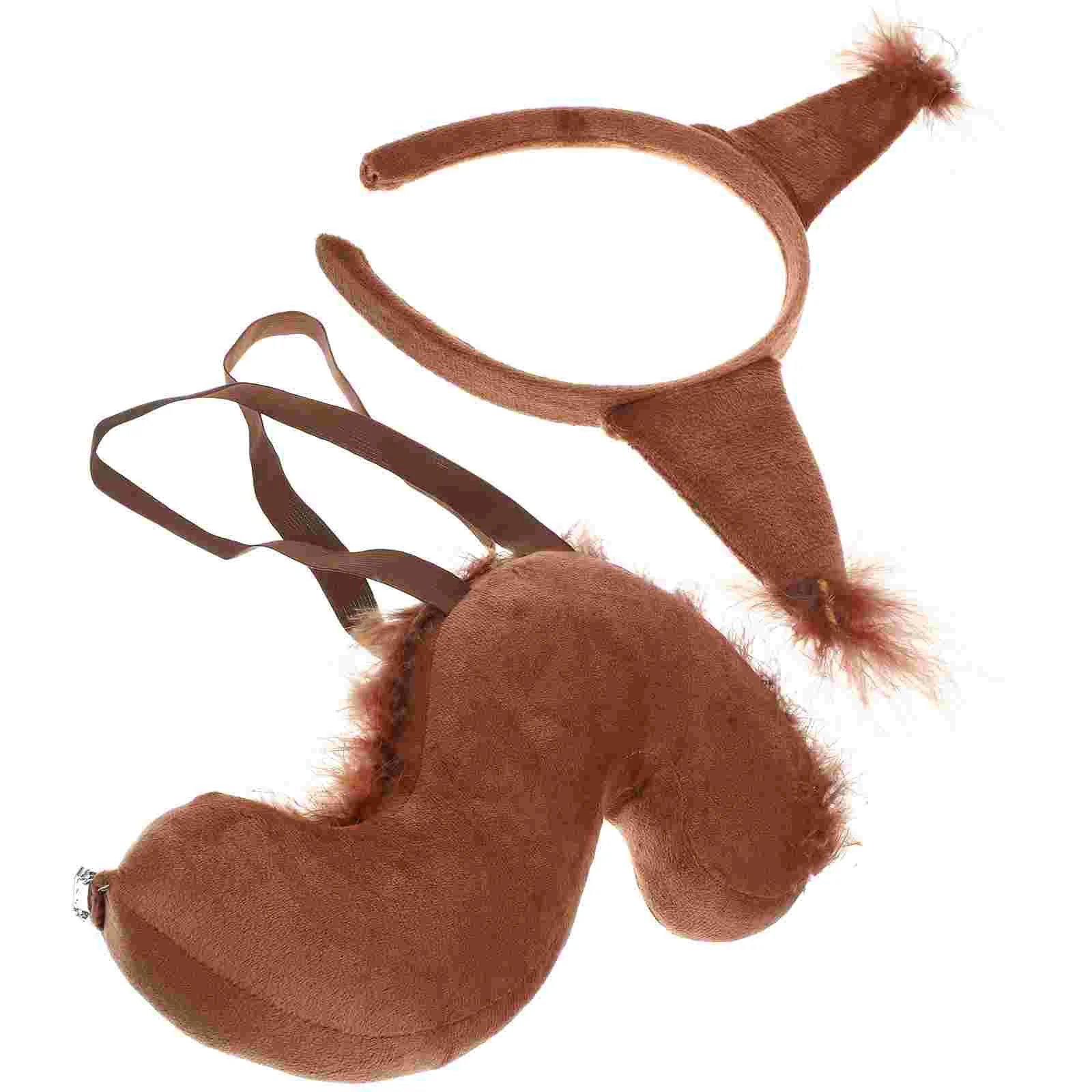 

Комплект костюма белки, плюшевые беличьи уши, повязка на голову, искусственный хвост белки, аксессуары для косплея, животное, искусственное платье для косплея