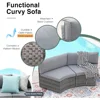 Outdoor Patio Furniture 11-Piece Half-Moon Sectional Round Set Curved Sofa with Coffee Table Suitable for outdoor courtyard use 3