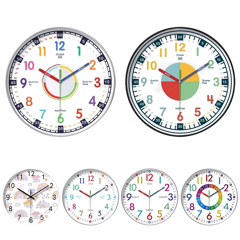 10 inch Early Education Clock Non Ticking Learning Clocks Home Living ...