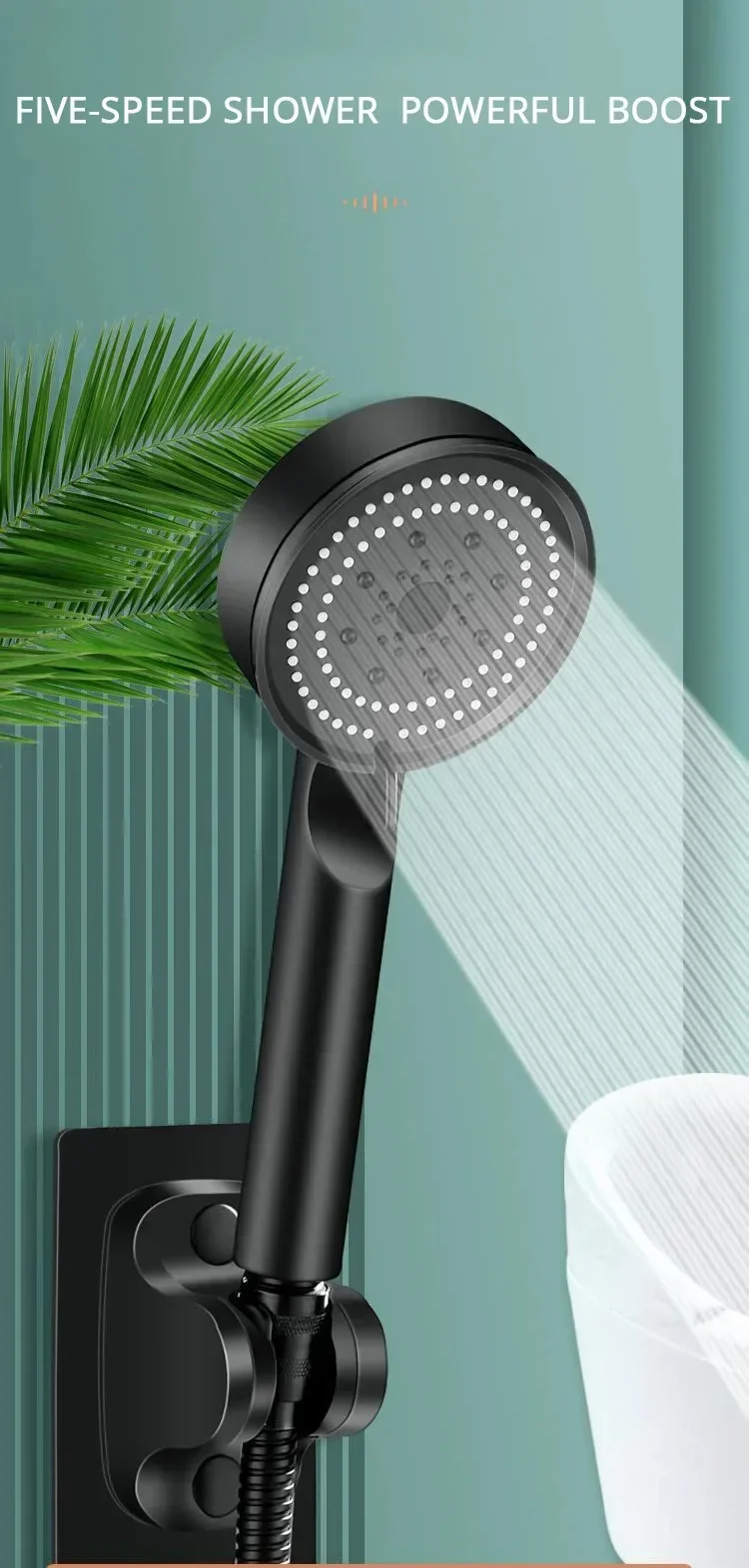 Description Picture 2 of itemUpgraded Booster Shower Head 5Modes Household Adjustable High Pressure Water Shower Head Handheld Spray Shower Bathroom Supplies