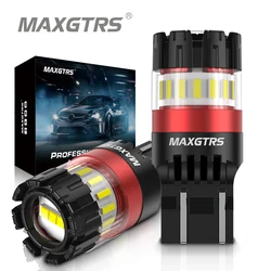 Dual Pack LED Bulbs - Super Bright Car Brake and DRL Lights in Red and White - 3157 P27/7W T25 (RED)