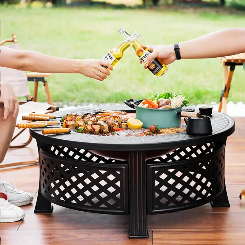 Modern Home Fire Pits Multi-use Outdoor Grill Stand Nordic Garden Brazier Barbecue Table Camping Furnace Indoor Heating Stove