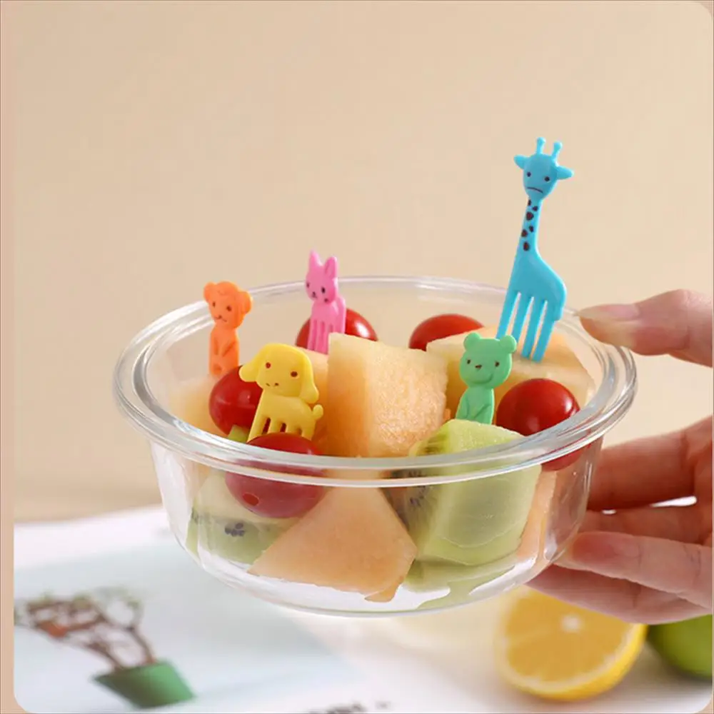 6-20 Pcs Animal Fruit Fork Food Grade Plastic Mini Cartoon Kids Cake Fruit Toothpick Bento Lunch Dessert Accessories Party Decor Fruit Fork Food Toothpicks Food Picks