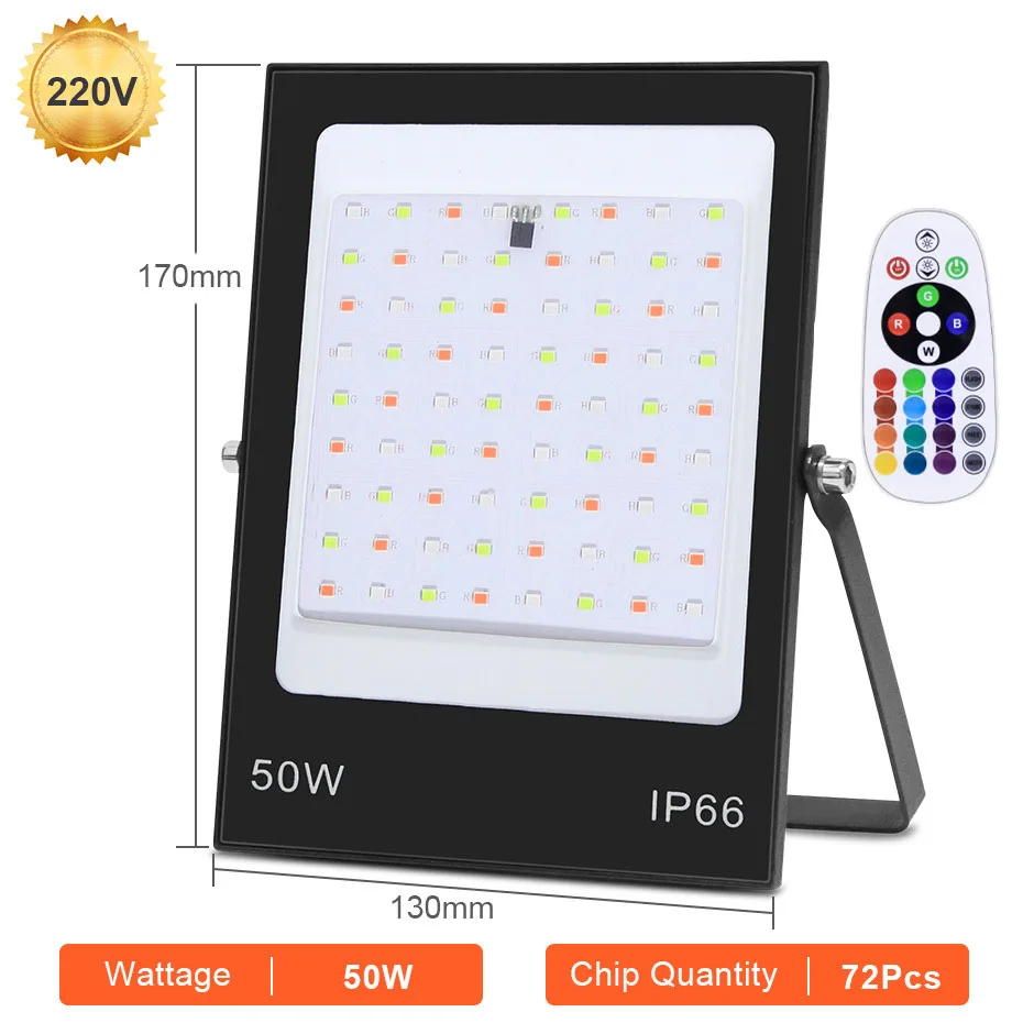 best led flood light RGB Led Flood Light 200W 100W 50W 30W Waterproof Ultra-thin Garden LED Spotlight Wall Floodlights For Outdoor Lighting 220V 20w led floodlight Floodlights