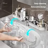 Bathroom Organizers,Suction Cups Wall Mount Faucet Shelf Transparent Reusable Toiletries Cosmetic Storage Rack for Under Mirror 5